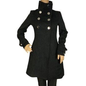 T. Babaton Double-Breasted Wool-Cashmere Black Coat